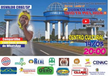 Comediante Marcos Landgraf traz Quanto mais idiota melhor! a Osvaldo Cruz