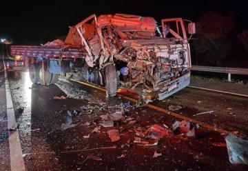 Acidente entre caminh�es deixa um ferido na SP-425 em Parapu�