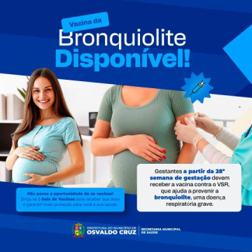 Vacina contra da bronquiolite estar� dispon�vel em Osvaldo Cruz a partir desta quarta-feira (10)
