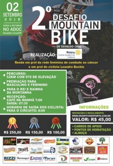 Rotary Califrnia realiza 2 Desafio Mountain Bike com Almoo Beneficente