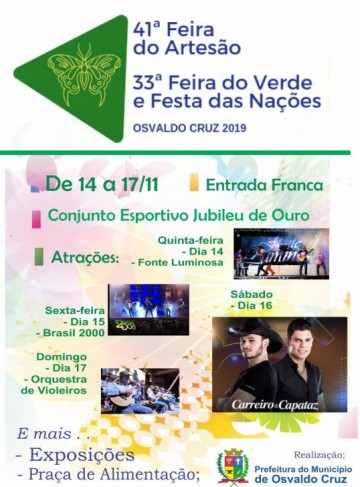 Osvaldo Cruz define atra��es da Feira do Artes�o, Feira do Verde e Festa das Na��es 2019