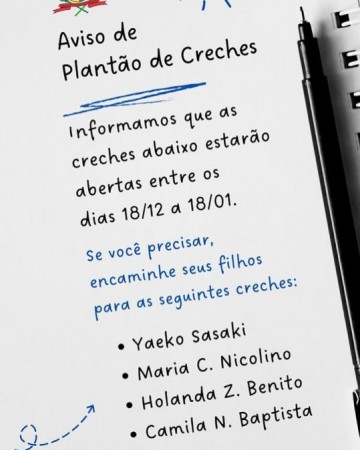 Educa��o Municipal anuncia atendimento especial em creches durante as F�rias Escolares