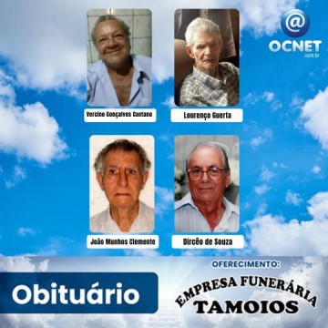 Portal Ocnet informa os falecimentos desta segunda-feira (27/05/2024)