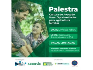 Frum Multiplic e ACEOC, em parceria com a Assenagro, trazem para Osvaldo Cruz palestra sobre a cultura do Avocato Hass