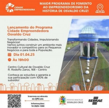 Prefeitura e Sebrae lan�am hoje � noite o "Cidade Empreendedora"