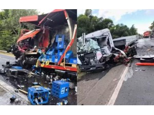 Caminhes batem de frente e deixam dois mortos na BR-153 em Ocauu (SP)