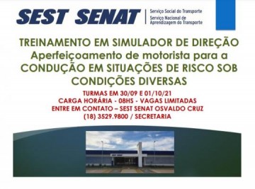 Sest-Senat abre oportunidades para treinamento em simulador de dire��o