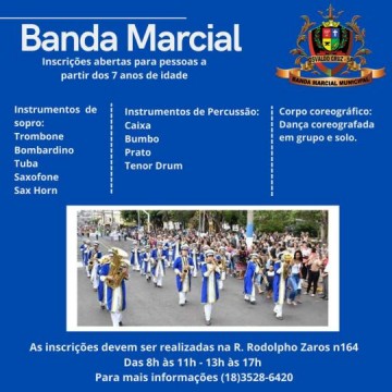 V�DEO: Est�o abertas as inscri��es para a Banda Marcial Municipal de Osvaldo Cruz