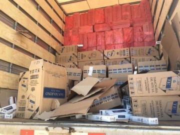 Carga de cigarros contrabandeados � apreendida pela Pol�cia Rodovi�ria em Anhumas