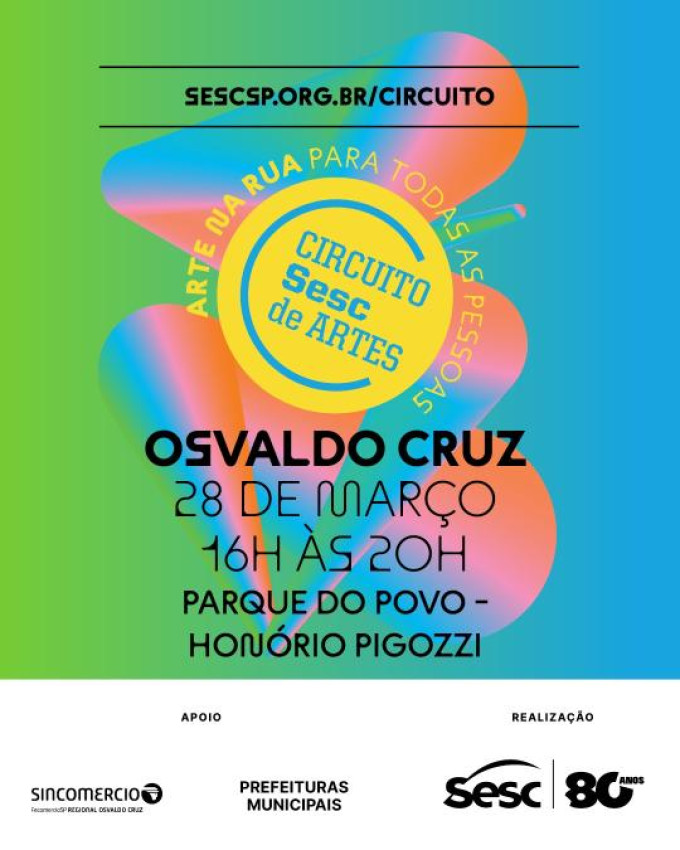 Circuito Sesc de Artes chega a Osvaldo Cruz no dia 28 de mar�o com programa��o gratuita de dan�a, circo, teatro e oficinas