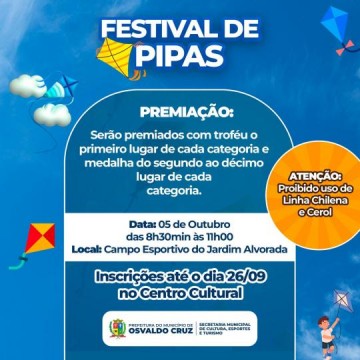 Osvaldo Cruz vai ter Festival de Pipas na Semana da Crian�a
