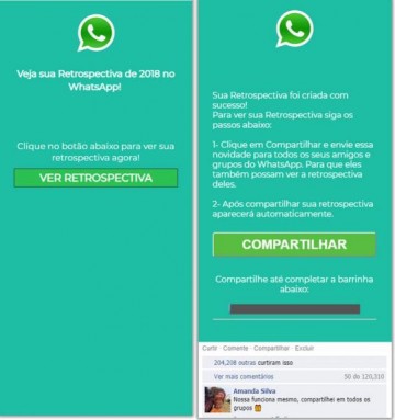 Mensagem falsa chega a 300 mil usu�rios prometendo 'retrospectiva' no WhatsApp