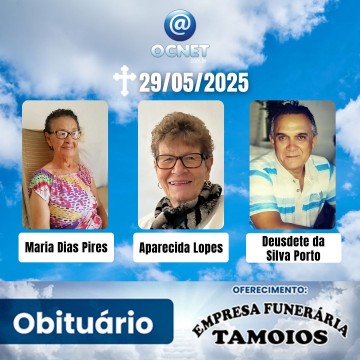 Portal Ocnet informa os falecimentos desta quinta-feira (29/05/2025)