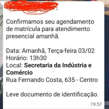 Prefeitura de Osvaldo Cruz alerta sobre golpe aplicado via WhatsApp usando nome da Secretaria de Ind�stria e Com�rcio